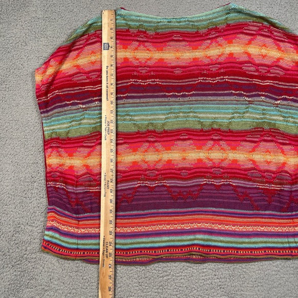 LRL Lauren Ralph Lauren Southwestern Poncho Sweater Womens L Multicolor Linen - Picture 7 of 9